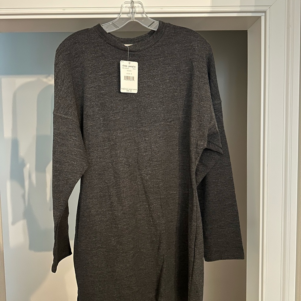 FP Beach Charcoal Long Sleeve Sweater Dress